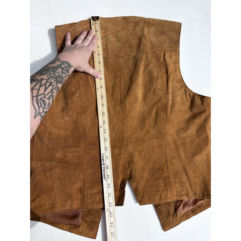 Womens "Red Ranch" Brown Suede Leather Fringed Vest Western Cowgirl Size XL - Picture 10 of 10